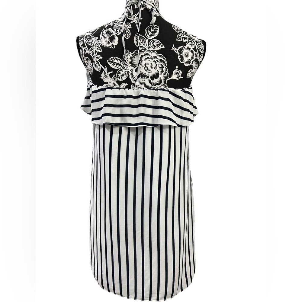 J.Crew Blue White Striped Halter Shift Dress XS Sleeveless Lined - Picture 5 of 10